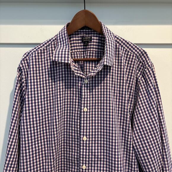J.Crew Shirt Mens XL Extra Large Blue Gingham Check Performance Slim AS989 - Picture 3 of 10
